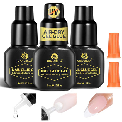 UNA GELLA 15g Nail Glue for Press On Nails with 20ml Nail Glue Remover Kit