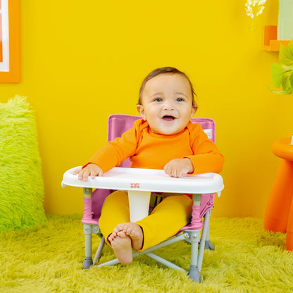 Bright Starts Pop 'N Sit Portable Booster, Indoor/Outdoor Use, Floor Seat with Feeding Tray, Teal, 6 Mos - 3 Yrs