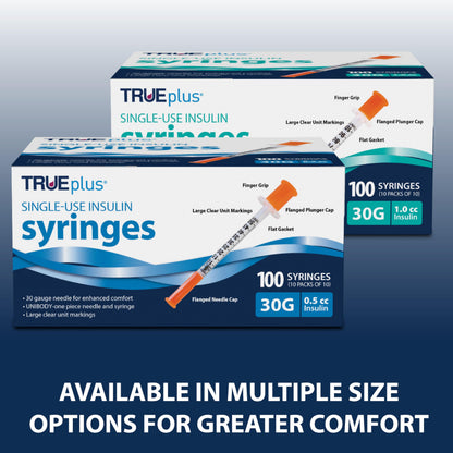 TRUEplus Single-Use Insulin Syringes, 31G, 0.3cc, 5/16 Inch, 100 Count