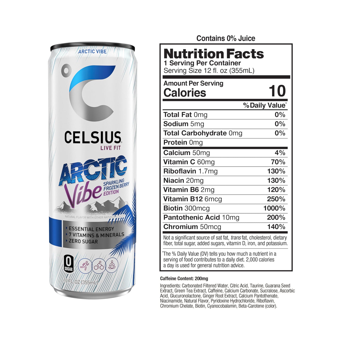 CELSIUS Sparkling Tropical Vibe, Functional Essential Energy Drink 12 Fl Oz (Pack of 12)