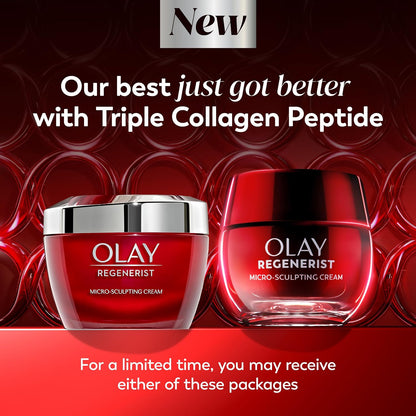 Olay Face Moisturizer, Regenerist Micro-Sculpting Facial Cream for Women - Anti-Aging, Anti-Wrinkle, Firming Skin Care - Triple Collagen Cream, Peptide Moisturizer, Hyaluronic Acid, Niacinamide, 1.7oz