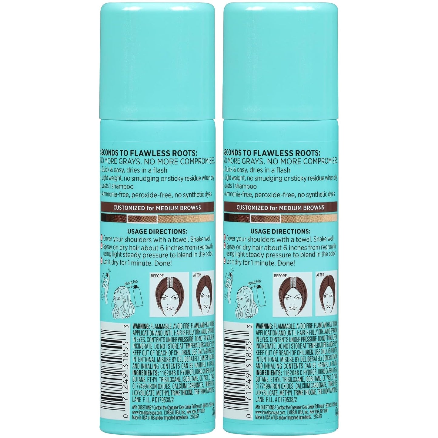 L'Oreal Paris Magic Root Cover Up Gray Hair Spray, 100% Gray Hair Coverage with Buildable, Lightweight, Transfer-Resistant, and Temporary Formula, Ammonia-Free, Dark Blonde, 2 oz (1 Count)