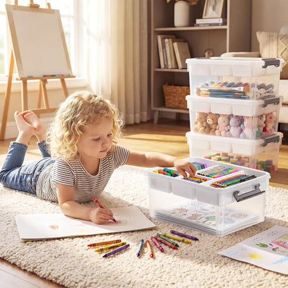 Citylife 6Qt 4Packs Clear Craft Organizers and Storage BOX, Sensory Bins