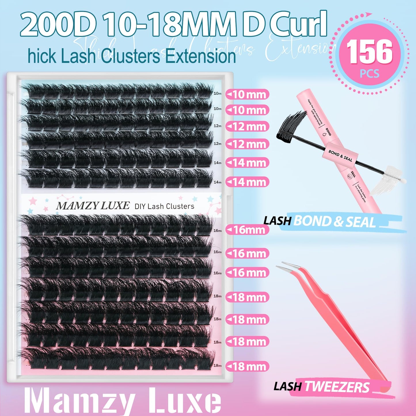 Lash Clusters Wispy 100D Eyelash Clusters 10-18mm Fluff Cluster Eyelash Extensions D Curl No Plastic Feel Individual Lashes Extension 204 Pcs Versatile False Eyelashes Clusters