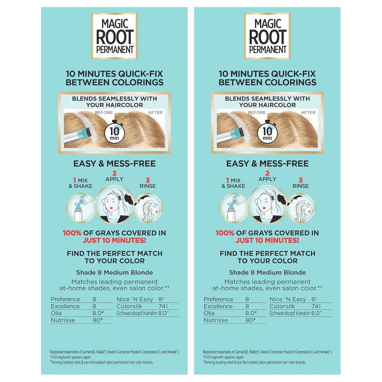 L'Oreal Paris Magic Root Permanent Hair Color Kit, 100% Gray Hair Coverage In Just 10 Minutes, Precision Brush Applicator for Seamless Application, 4 Dark Brown (2 Count)