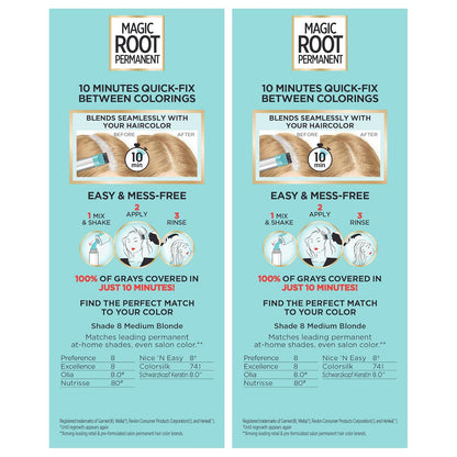L'Oreal Paris Magic Root Permanent Hair Color Kit, 100% Gray Hair Coverage In Just 10 Minutes, Precision Brush Applicator for Seamless Application, 4 Dark Brown (2 Count)