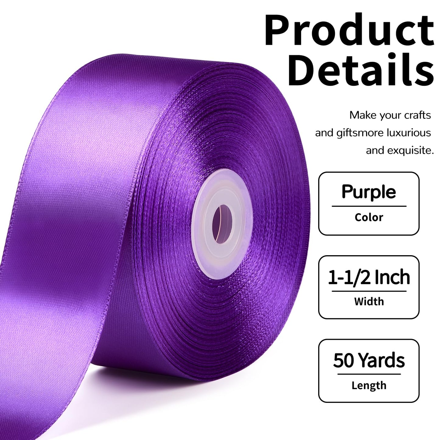 Mauproy Dusty Rose Satin Ribbon, 1-1/2 Inch, 50 Yards