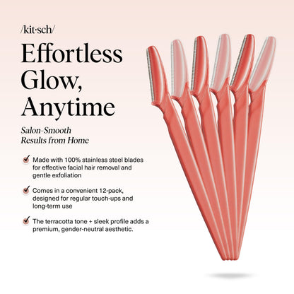 Kitsch Dermaplane Razor for Women Face – Terracotta, 12 pcs