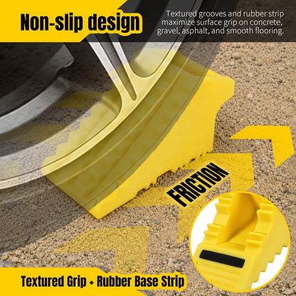MaxxHaul Solid Rubber Wheel Chock 2-Pack | 8" x 4" x 6" Heavy-Duty Tire Stop | Non-Slip Traction Pads | Built-in Handle | All-Weather Vehicle Safety Block | Black | (70472)