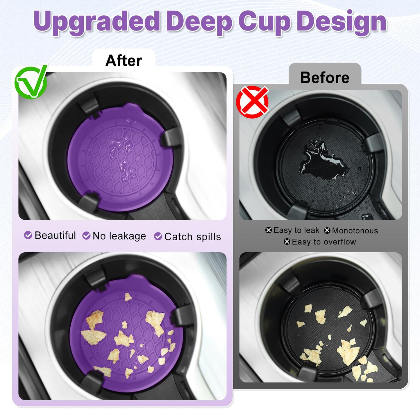 SINGARO Car Cup Holder Coaster, Silicone Cup Holder Insert, Universal Non-Slip Cup Holders, Car Accessories Interior for Women and Man Interior Sets 4 Pack Black