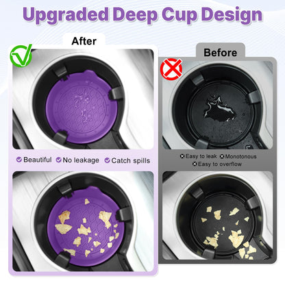 SINGARO Car Cup Holder Coaster, Silicone Cup Holder Insert, Universal Non-Slip Cup Holders, Car Accessories Interior for Women and Man Interior Sets 4 Pack Black