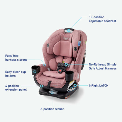 Graco Extend2Fit Convertible Car Seat, Rear and Forward Facing Car Seat with Adjustable Extension Panel for Extra Legroom, Great Gift for Baby Shower or Baby Registry, Redmond