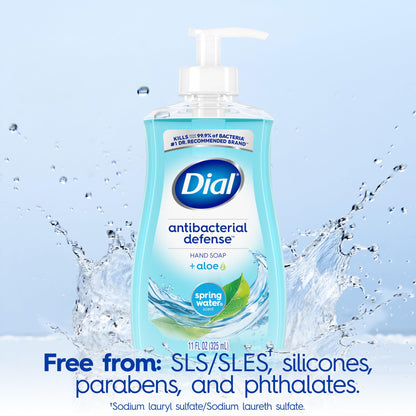 Dial Antibacterial Defense Liquid Hand Soap + Aloe, White Tea Scent, 11 Fl Oz (Pack of 4), Dermatologist-Tested Hand Wash, Gentle Formula