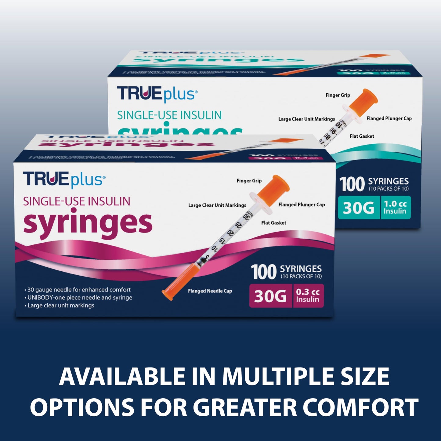 TRUEplus Single-Use Insulin Syringes, 31G, 0.3cc, 5/16 Inch, 100 Count