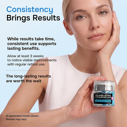 SimplyVital Face Moisturizer Retinol Collagen Hyaluronic Acid Cream 3.4 oz