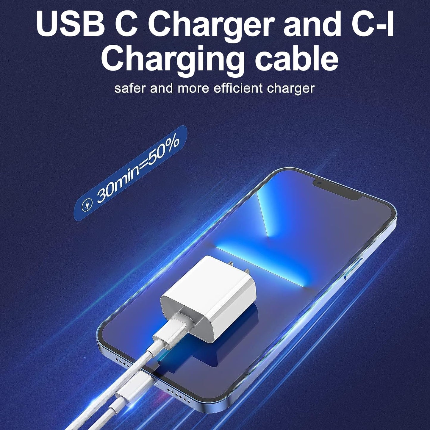 iPhone Charger Fast Charging, USB C Charger Block, 6FT/10FT Lightning Cable