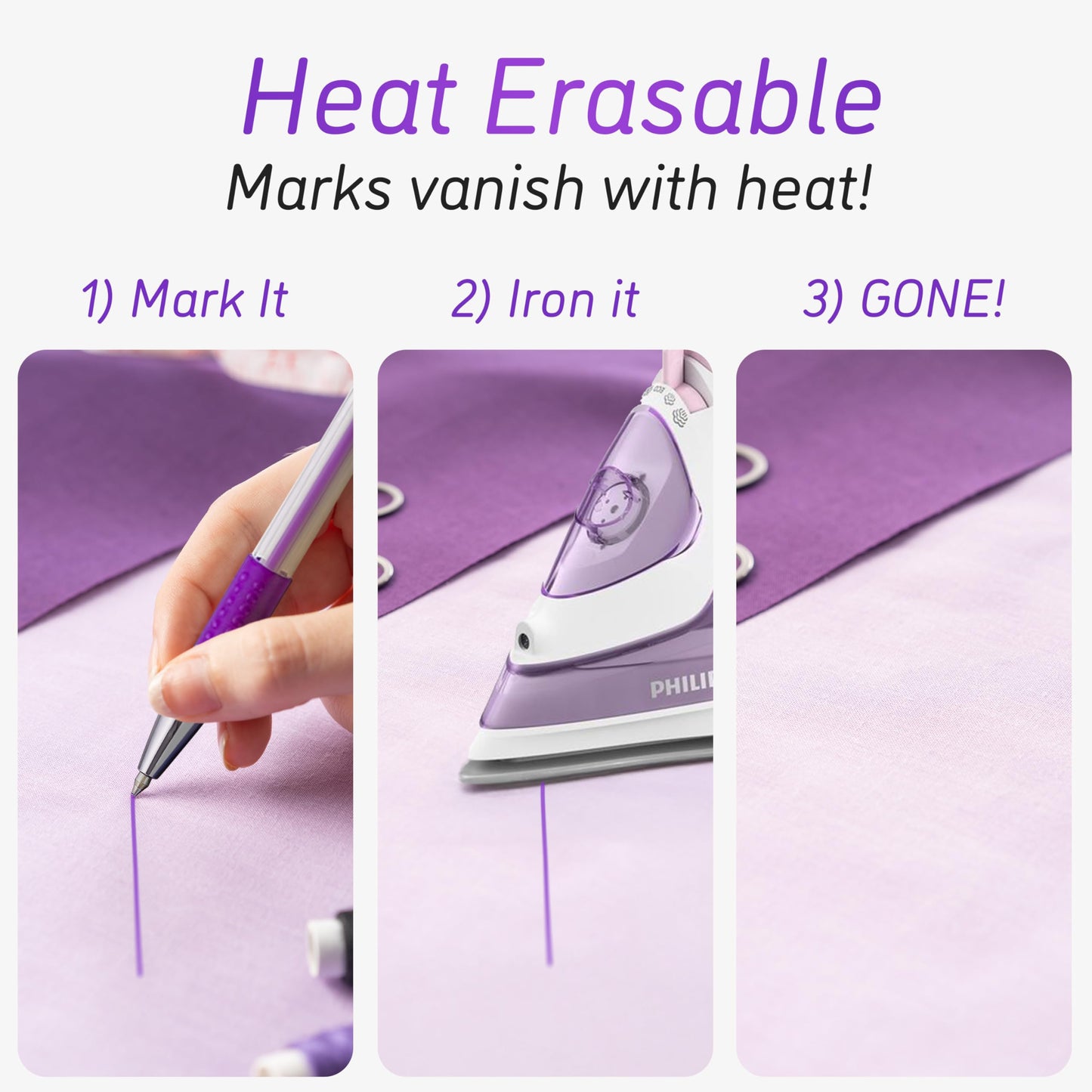 Lange & König 4x Heat Erasable Fabric Marking Pens for Sewing - 4 Pens + 8 Refills - Sewing Supplies Quilting Supplies Table Accessories Embroidery Pen Tailors Chalk Alternative
