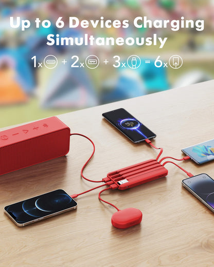 charmast Power Bank Portable Charger with Reinforced Built-in 4 Cables