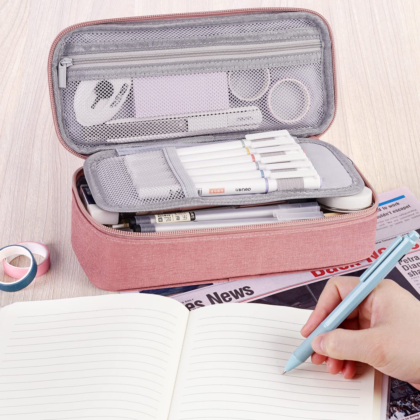 WEMATE Pencil Case, Large Storage Organizer, Makeup Bag, Teacher Must - have, Big Pencil Pouch, Marker Case for College