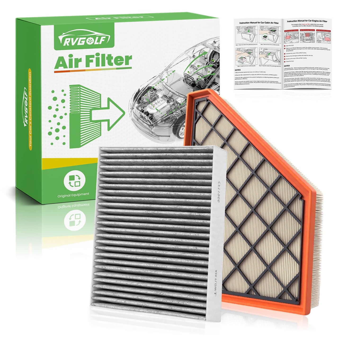 Engine+Cabin Air Filter Fit for 2014-2020 Rogue, 2017-2022 Rogue Sport