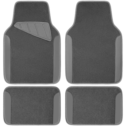 CAR PASS Waterproof Universal Fit Car Floor Mats, Faux Leather Car Carpet Mats, Black Car Mats with Anti-Slip Nibbs Backing & Driver Heel Pad Fit for SUV,Vans,sedans, Trucks,Set of 4pcs(All Black)