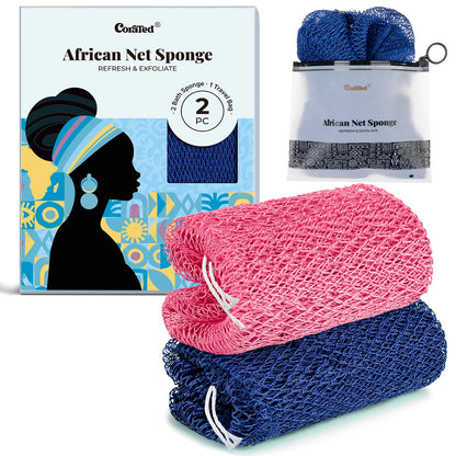 CORATED African Net Sponge with Knots Authentic, Shower Loofah Bath Sponge