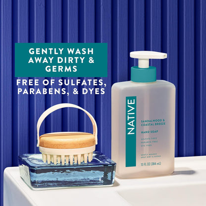 Native Liquid Hand Soap, Toasted Vanilla & Honey Scent, Non-Drying Formula for Soft, Smooth Hands, Made with Plant-Based Cleansers, Sulfate & Paraben Free, 13 oz Bottle