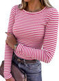 ANRABESS Women Long Sleeve Shirts Ribbed Fitted Tops