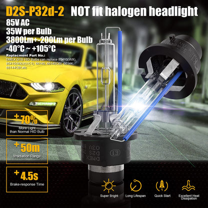 DMEX D3S HID Headlight Bulbs 8000K White Blue Xenon 35W 66340 42403 42302 Replacement - Pack of 2 (Not fit Halogen Headlamp)