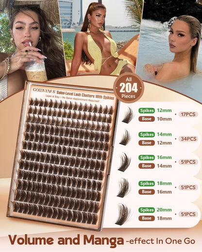 Goddvenus Pre-made Spikes Lash Clusters Wispy Manga Eyelash Clusters