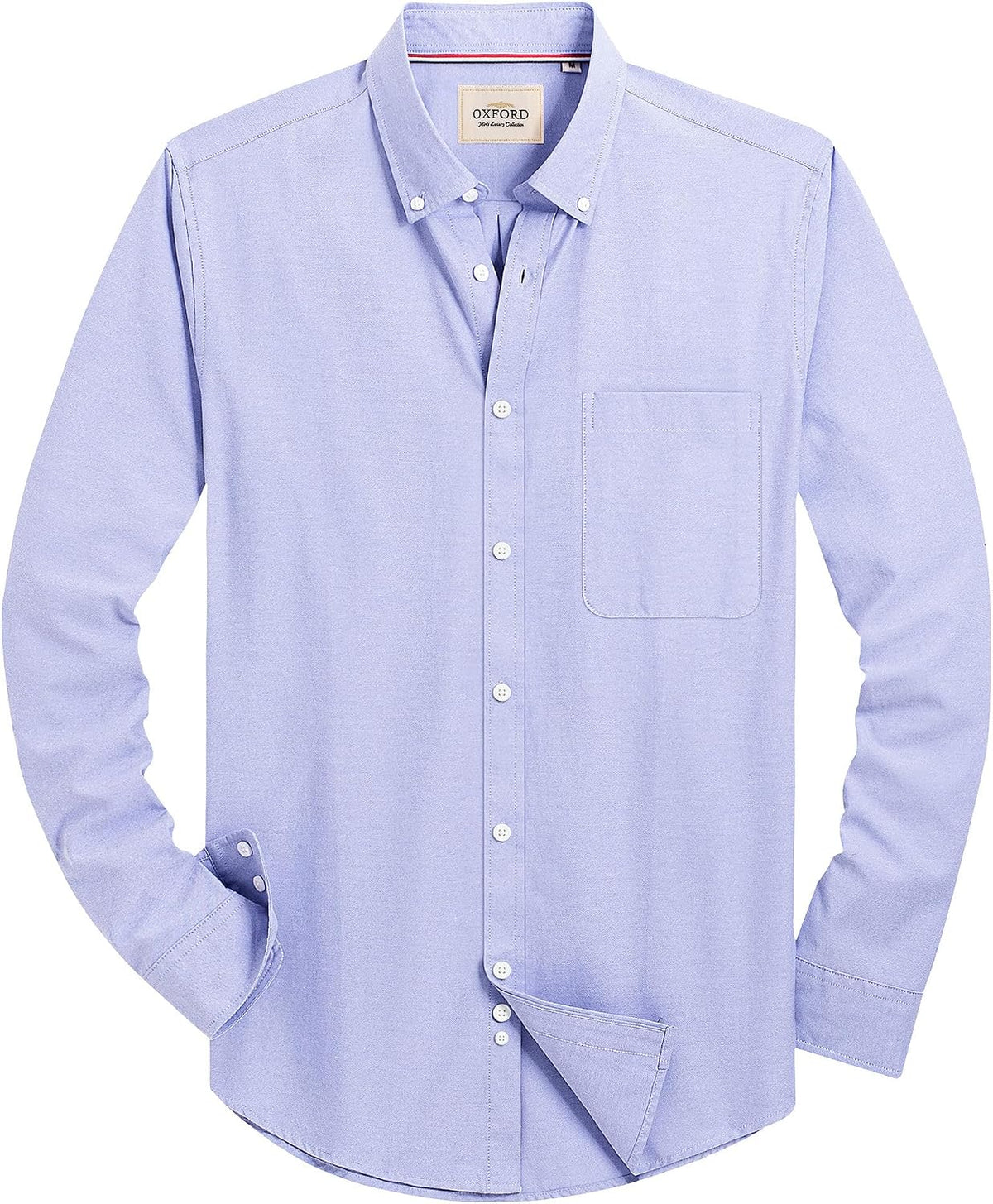 Alimens & Gentle Mens Solid Oxford Shirt Long Sleeve Dress Shirt Work Casual Button Down Shirts with Pocket
