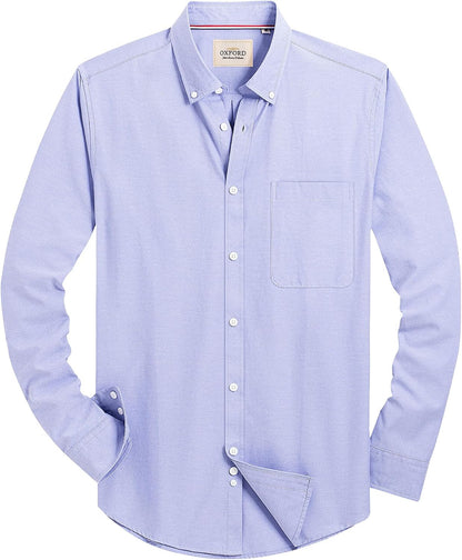 Alimens & Gentle Mens Solid Oxford Shirt Long Sleeve Dress Shirt Work Casual Button Down Shirts with Pocket