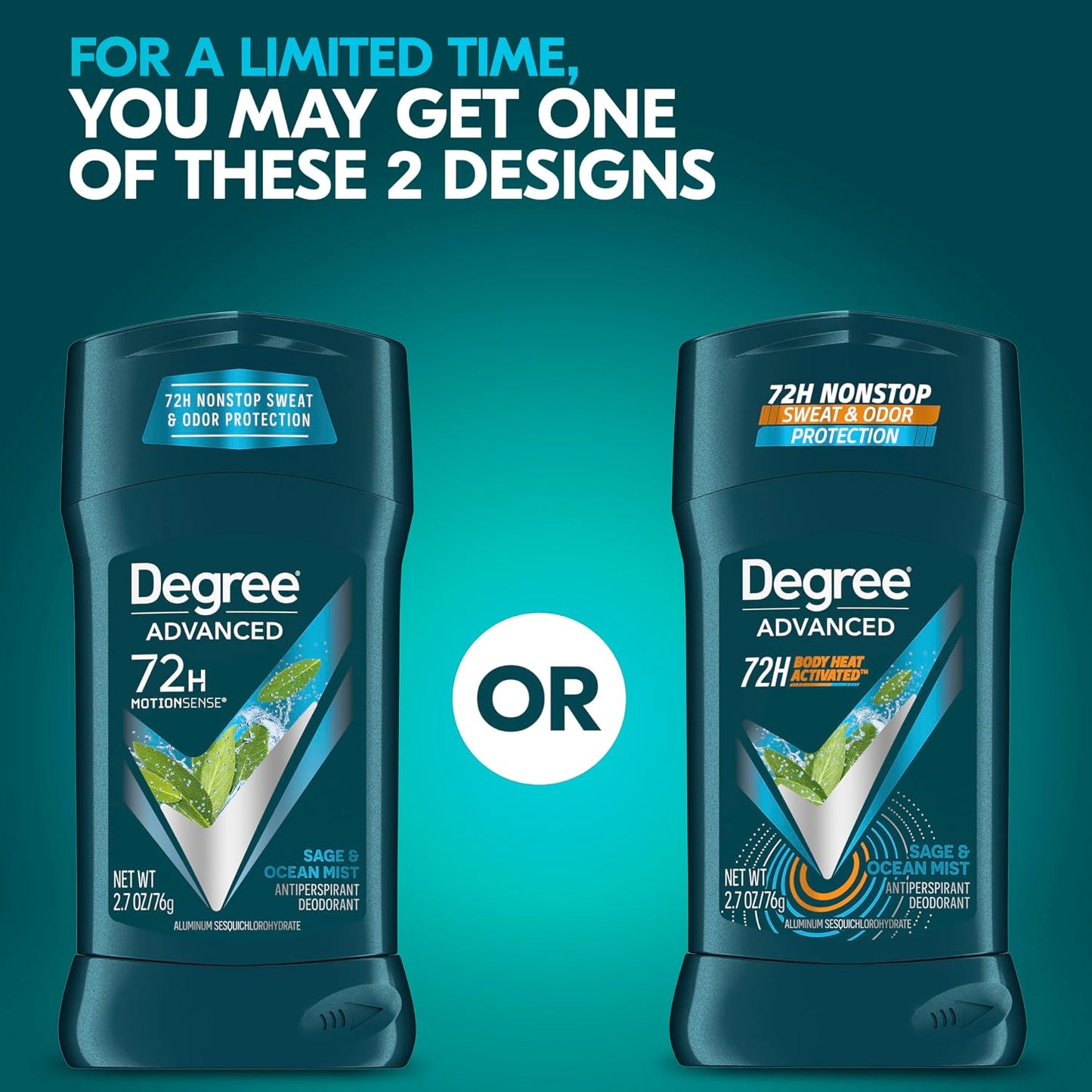 Degree Antiperspirant Deodorant Sexy Intrigue 72-Hour Sweat & Odor Protection Antiperspirant Deodorant For Women with Body Heat Activated Technology 2.6 oz (Pack of 2)