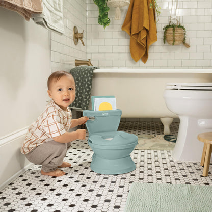 Ingenuity My Size Potty Pro 2-in-1 Potty Training Toilet, Floor Potty with Removable Potty Seat for Standard Toilets, Realistic Flushing Sound, for Toddlers Ages 18+ Months, Up to 50 lb
