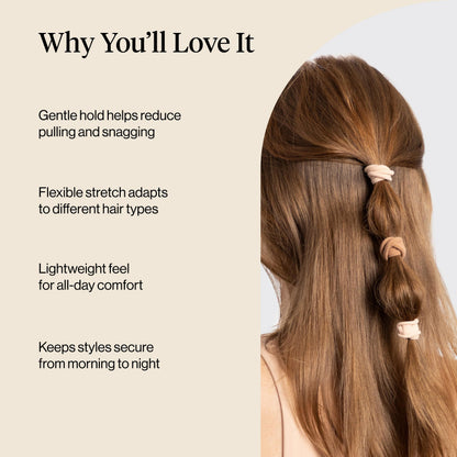 Kitsch Elastic Hair Ties No Damage | Stretchable Hair Bands - Neutral 12pcs