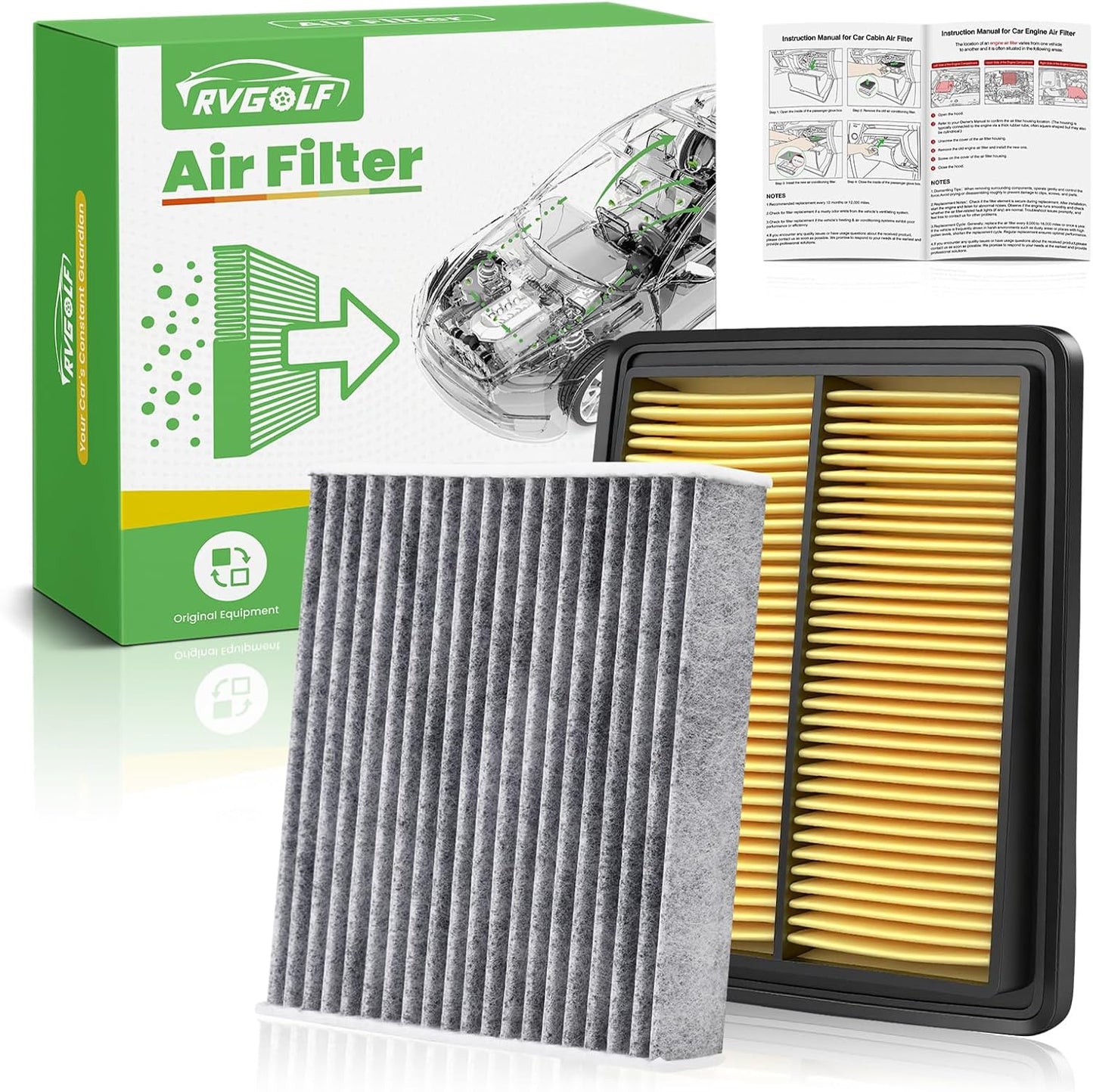 Engine+Cabin Air Filter Fit for 2014-2020 Rogue, 2017-2022 Rogue Sport