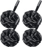 AmazerBath Loofah Sponge 75g/Piece, Loofah for Men Body Scrubber - Bath Sponge Loofa Set of 4 Black (Large)
