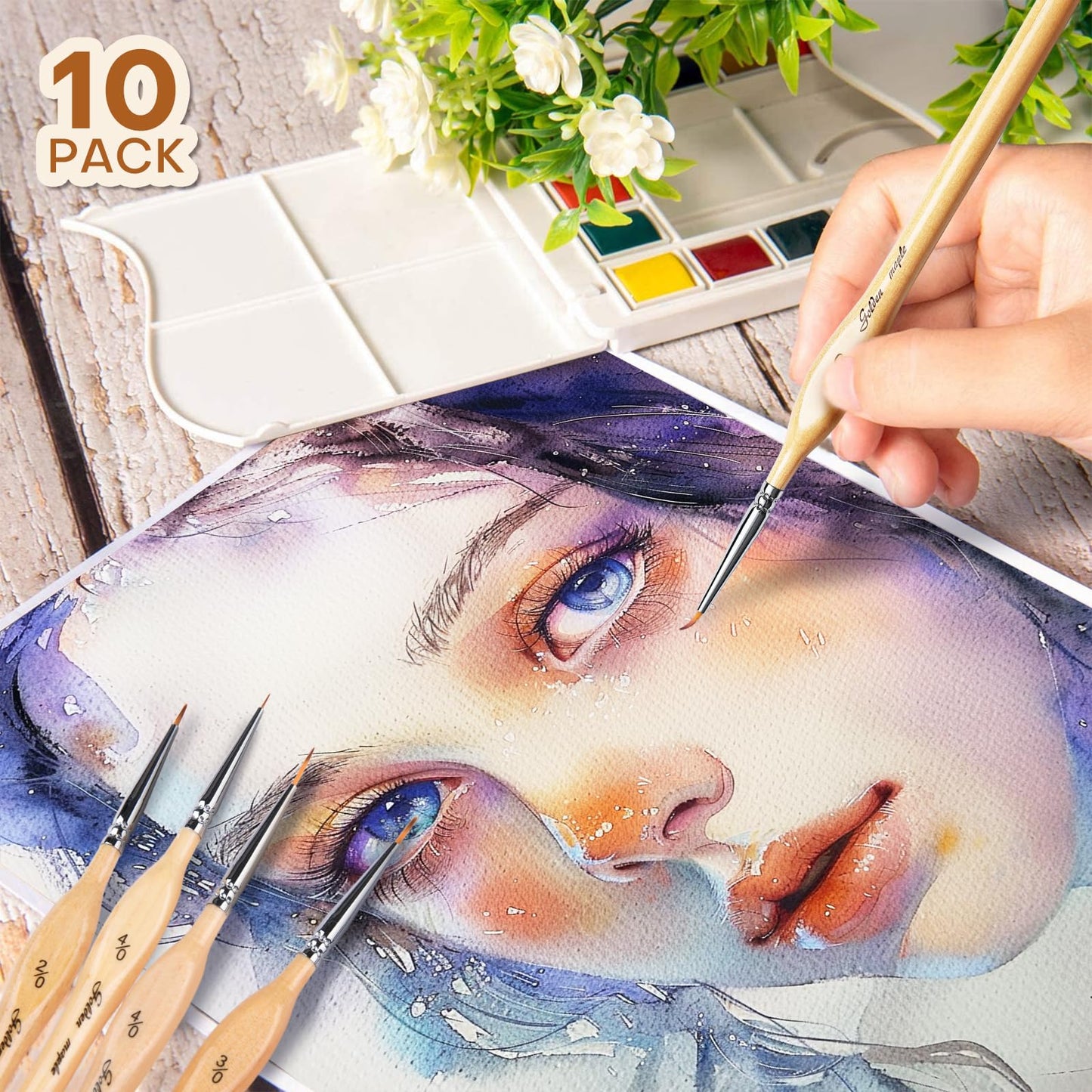 Golden Maple Detail Paint Brushes Set 10pcs