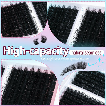 Lash Clusters Wispy 100D Eyelash Clusters 10-18mm Fluff Cluster Eyelash Extensions D Curl No Plastic Feel Individual Lashes Extension 204 Pcs Versatile False Eyelashes Clusters