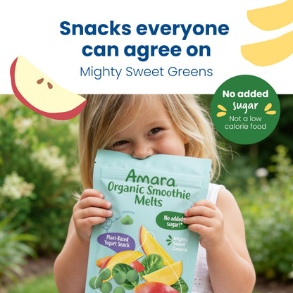 Amara Smoothie Melts - Mango Carrot - Organic Baby Snacks w/ Fruits & Veggies - Plant Based Yogurt Melts - Healthy Toddler Snack - Activity Book Included - Enjoy From 10+ Mos - 6 Resealable Bags