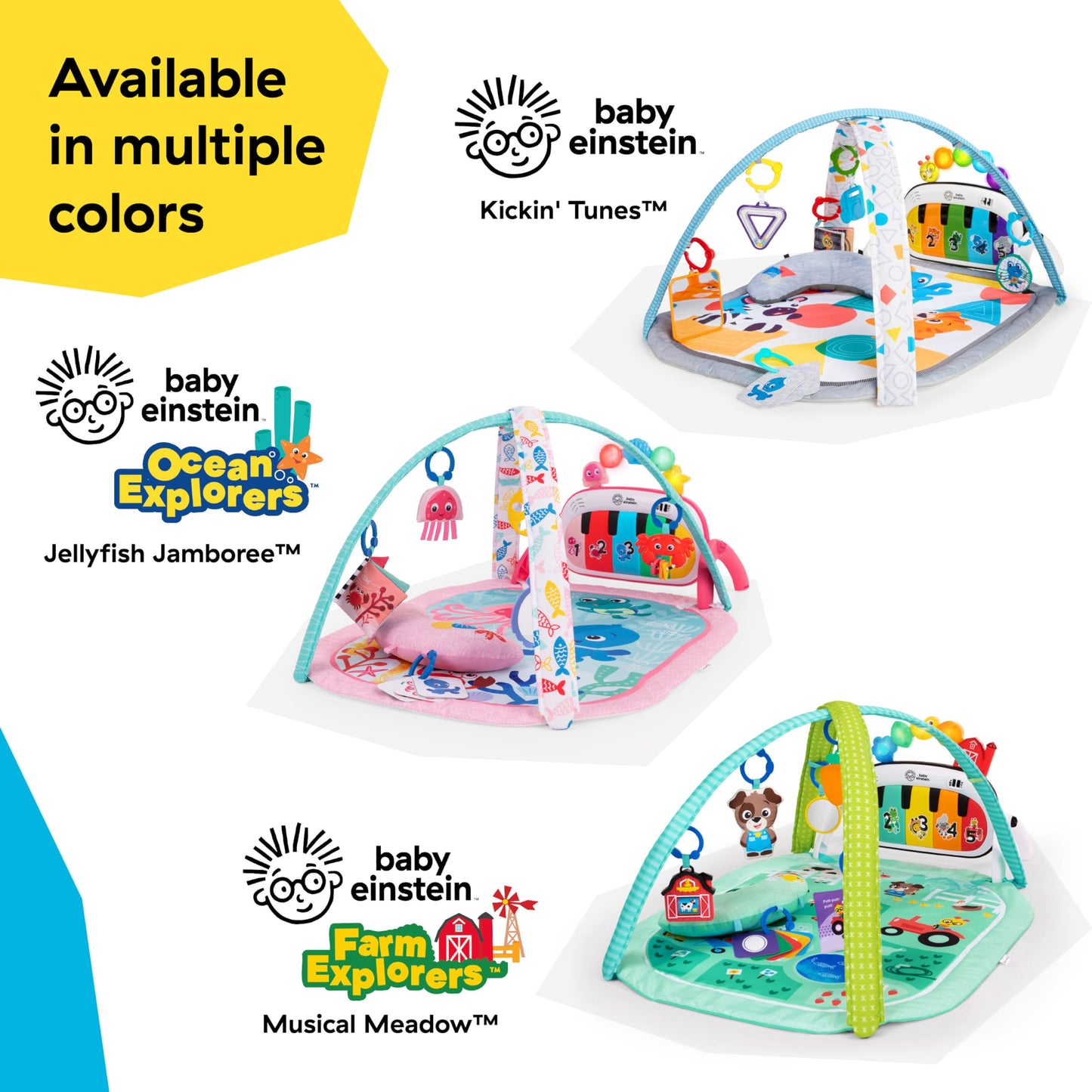 Baby Einstein 4-in-1 Kickin' Tunes Music and Language Play Gym and Piano Tummy Time Activity Mat