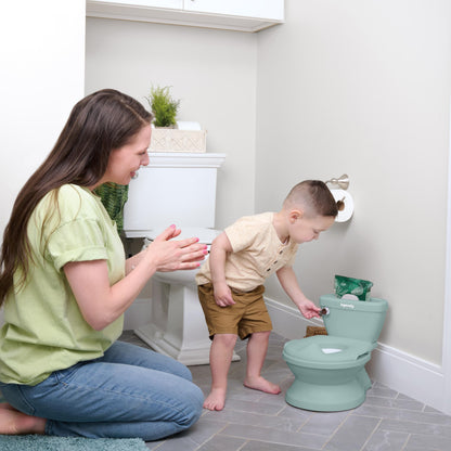 Ingenuity My Size Potty Pro 2-in-1 Potty Training Toilet, Floor Potty with Removable Potty Seat for Standard Toilets, Realistic Flushing Sound, for Toddlers Ages 18+ Months, Up to 50 lb