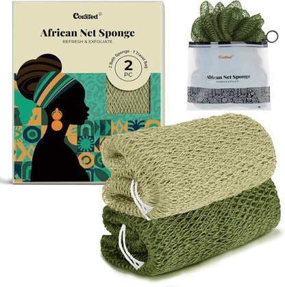 CORATED African Net Sponge with Knots Authentic, Shower Loofah Bath Sponge