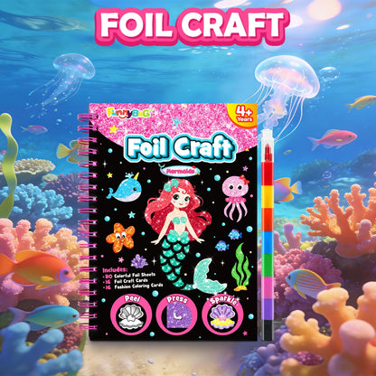 FUNNYB&G Foil Art Craft Kit for Kids, Sparkly Birthday Gift Toy for Boys