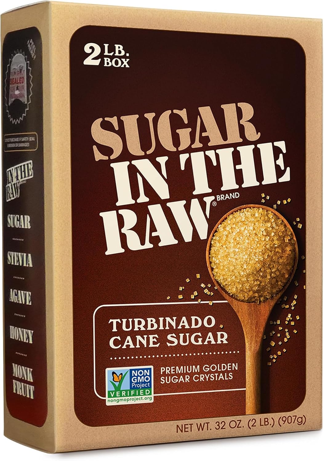 In The Raw Granulated Turbinado Cane Sugar, 2 lb Box, Pure, All-Natural Turbinado Sugar, Non-GMO Project Verified, Kosher, Vegan and Gluten Free (Pack of 12)
