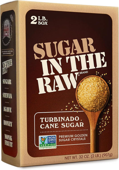 In The Raw Granulated Turbinado Cane Sugar, 2 lb Box, Pure, All-Natural Turbinado Sugar, Non-GMO Project Verified, Kosher, Vegan and Gluten Free (Pack of 12)