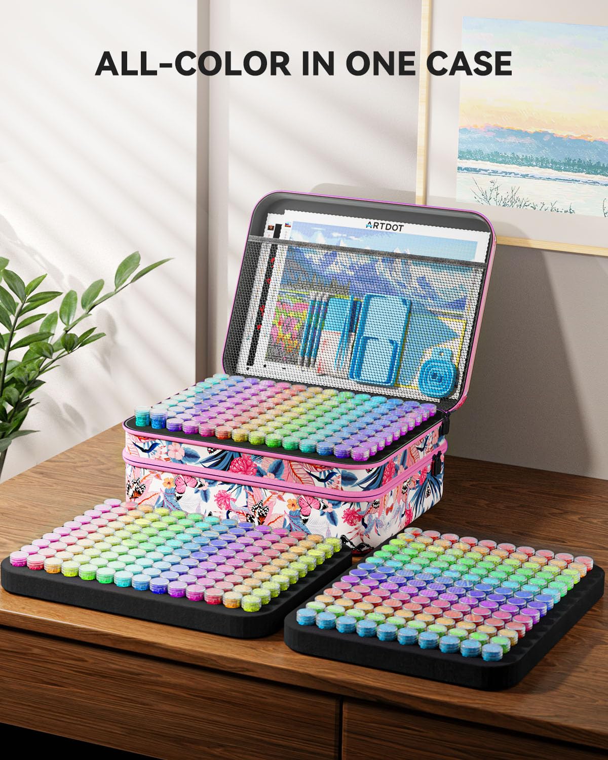 ARTDOT 60 Slots Storage Container for Diamond Art Kits for Adults, Portable Bead Storage Boxes for Diamond Painting Accessories and Tools