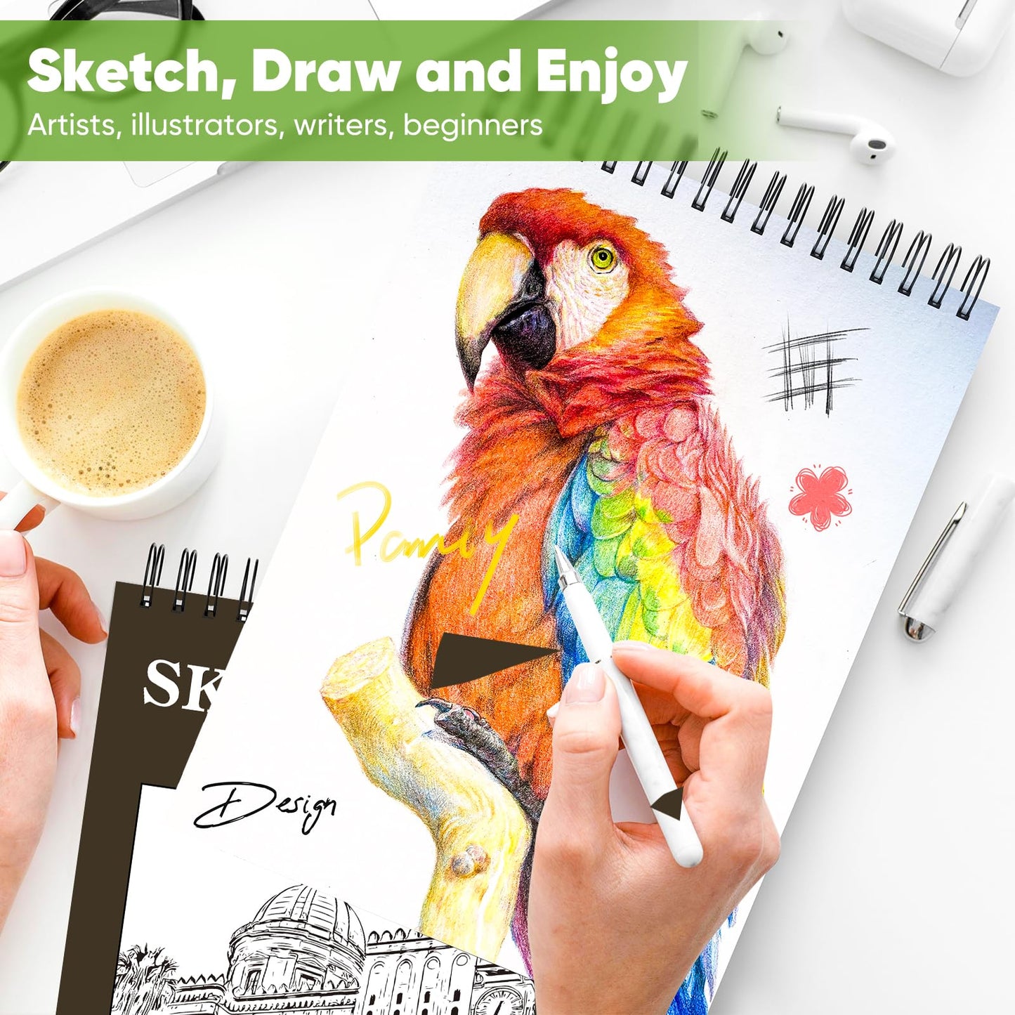 Soucolor Sketch Book 9" x 12", 100 Sheets Kids Art Sketchbook Drawing Pad