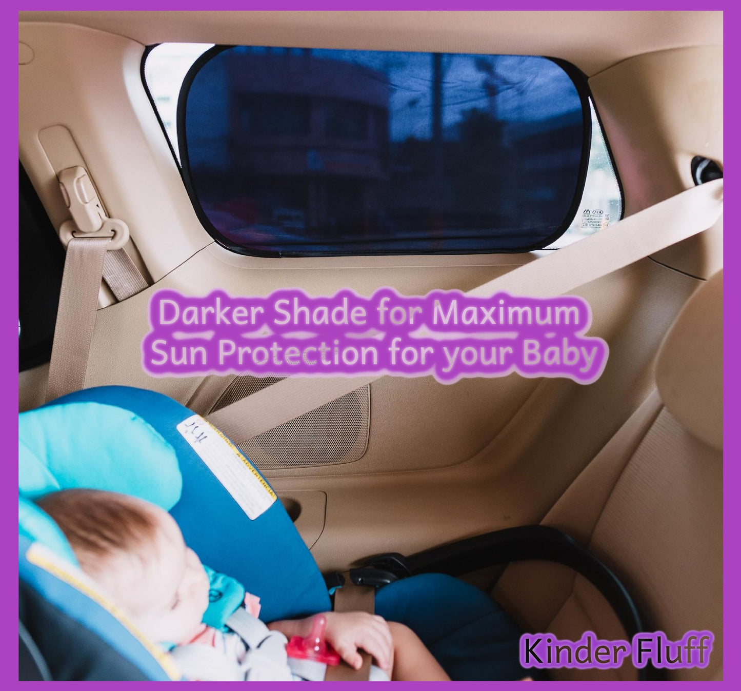 Car Window Shades - Certified 99.79% UVA & 99.95% UVB sun protection. Award winning car sun shade for side windows. 4 Pack (2 Transparency options) 20" x 12" -window shade for car baby by Kinder Fluff