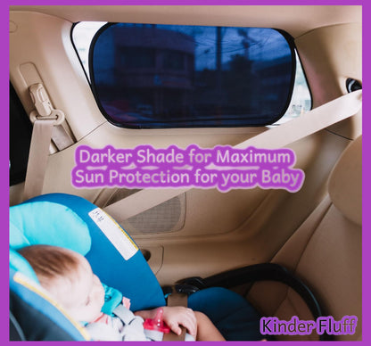 Car Window Shades - Certified 99.79% UVA & 99.95% UVB sun protection. Award winning car sun shade for side windows. 4 Pack (2 Transparency options) 20" x 12" -window shade for car baby by Kinder Fluff